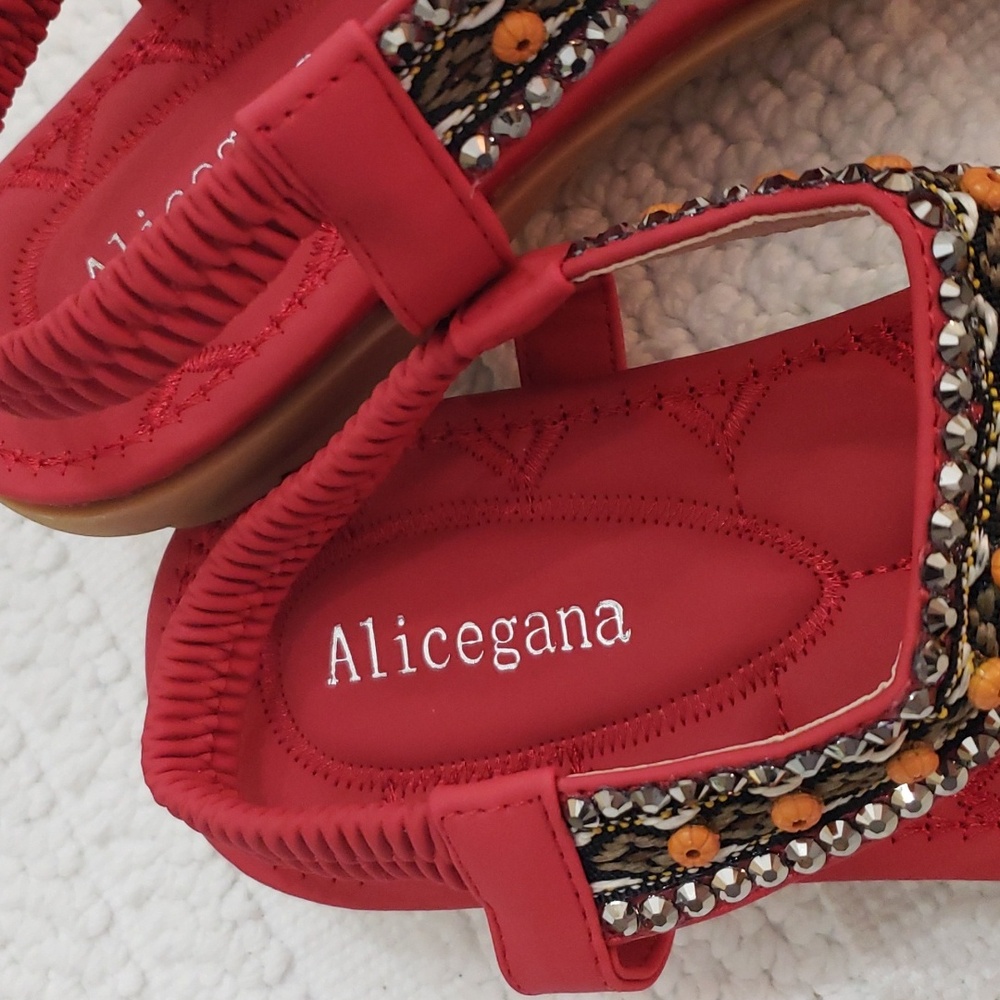 ALICEGANA BOHEMIAN SANDALS W/ ELASTIC ANKLE STRAPS - Picture 2 of 16